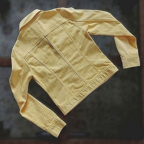 Vtg lemon yellow denim button up jacket - Picture 4 of 12